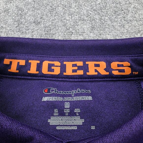 Clemson Tigers Shirt Mens Medium Purple NCAA Football Polo Champion Wicking - Picture 10 of 16